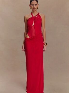 Meshki Edwina Knotted Maxi Dress Red